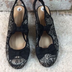 NWOT  Black Lace Heels